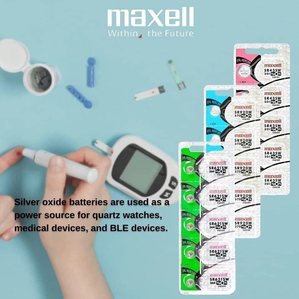 2 x MAXELL SR621SW 364 D364 602 1.55v Silver Oxide Button Cell Watch Battery...