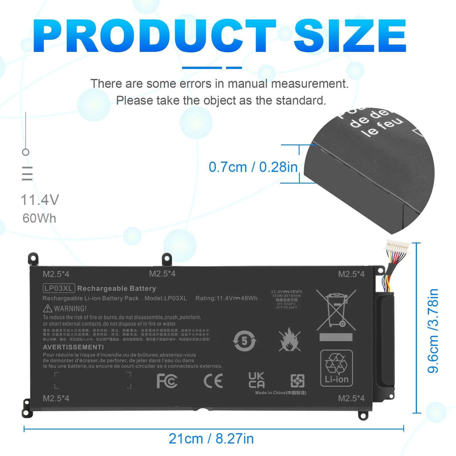 LP03XL 807417-005 804072-241 Battery for HP Envy 15T-AE100, 15Z-AH000 M6-AE151D