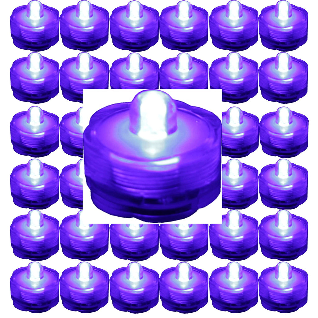 PURPLE 48 Pack ~ Submersible Waterproof Battery LED Tea Light ~ Wedding Decorati