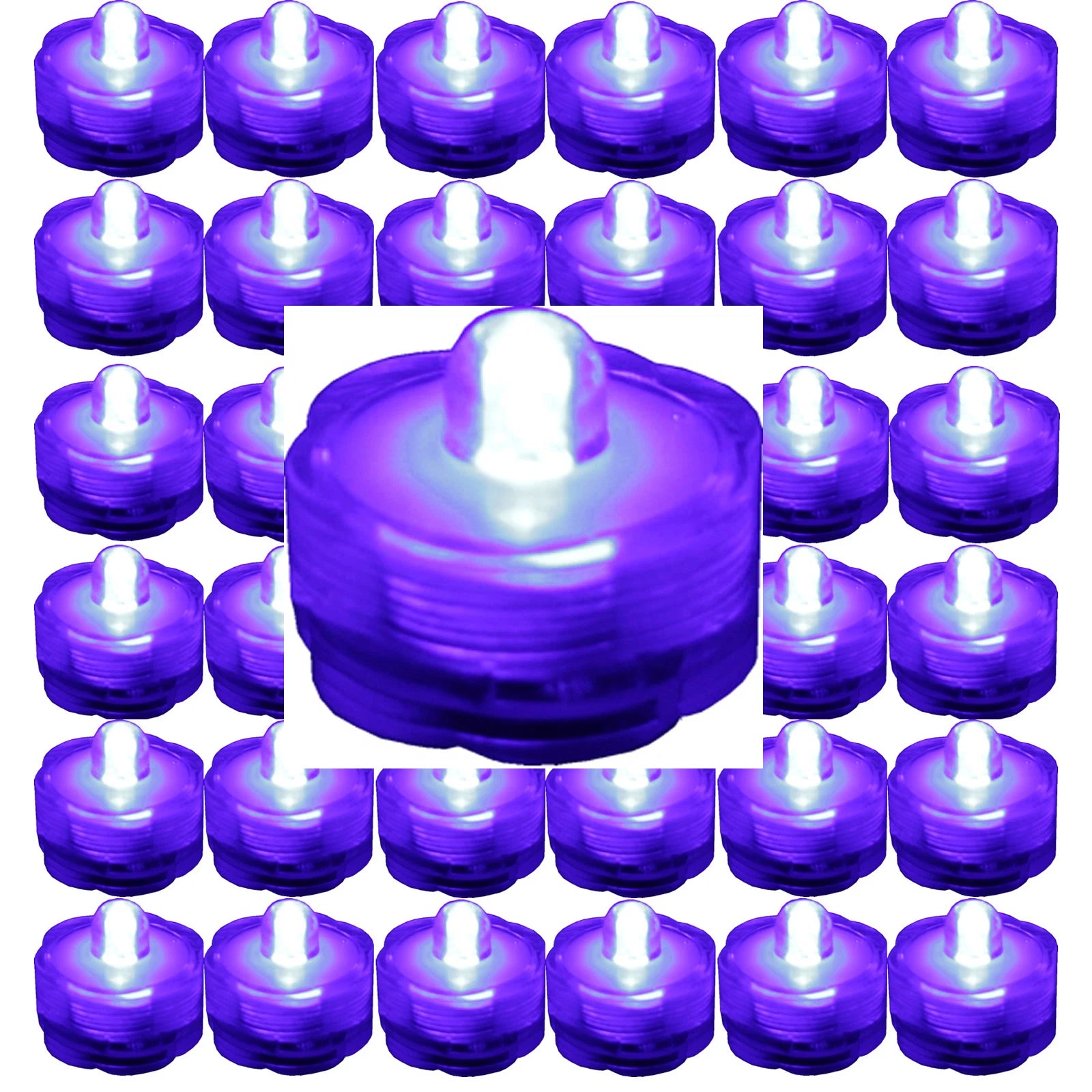 PURPLE 48 Pack ~ Submersible Waterproof Battery LED Tea Light ~ Wedding Decorati