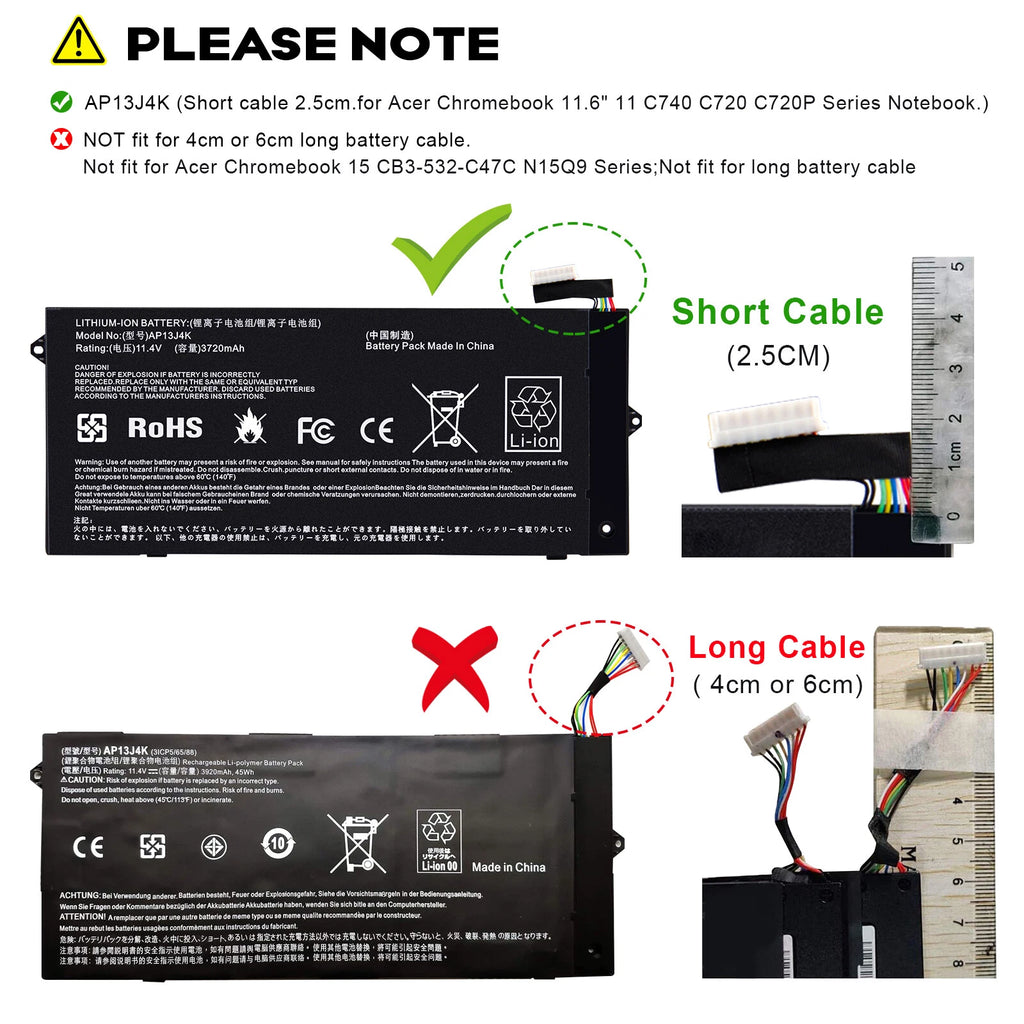 AP13J3K AP13J4K Battery for Acer Chromebook 11.6" C720 C740 C720-2848 14 CB3-431