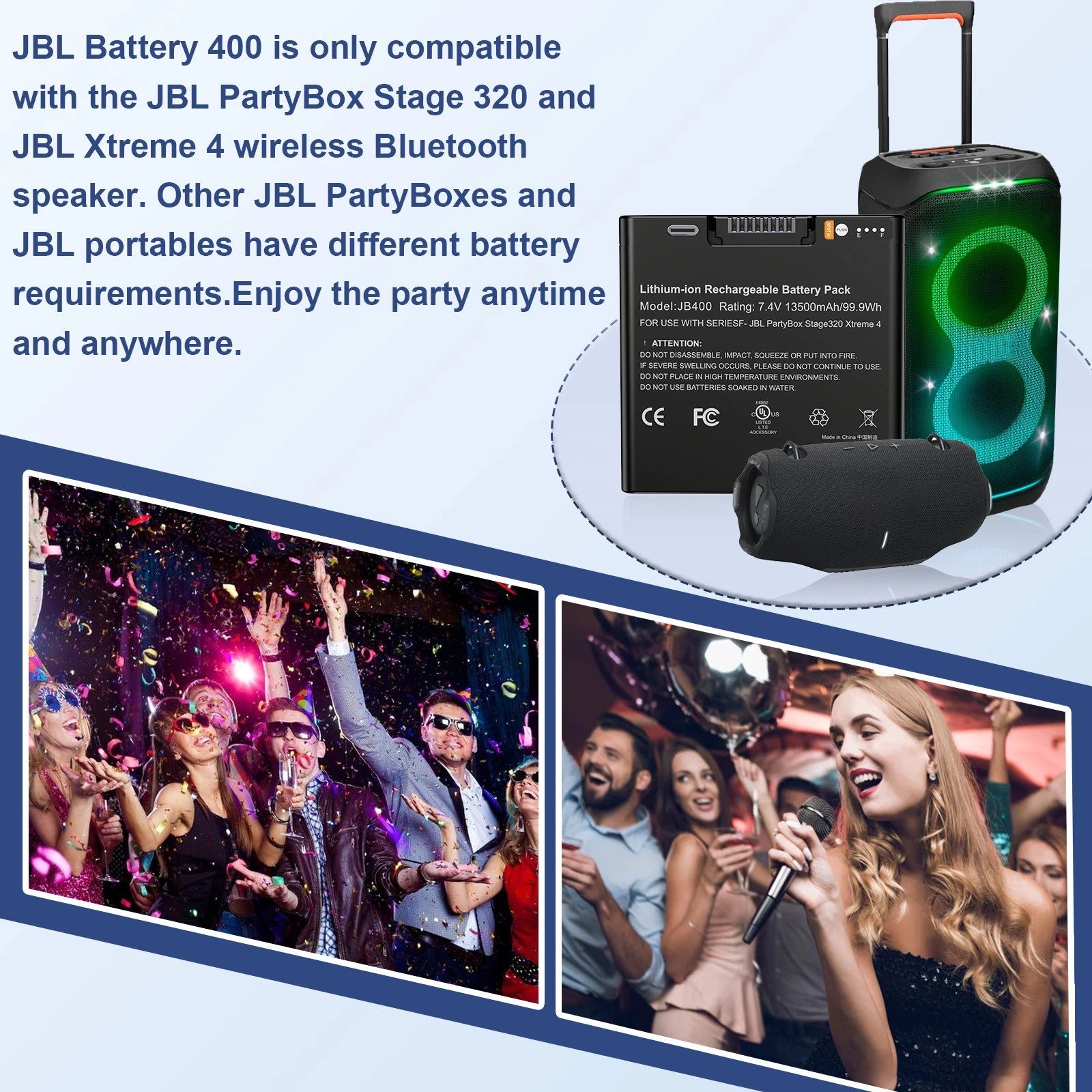 13500mAh Replaceable Battery For JBL Battery 400 PartyBox Stage 320 & Xtreme 4