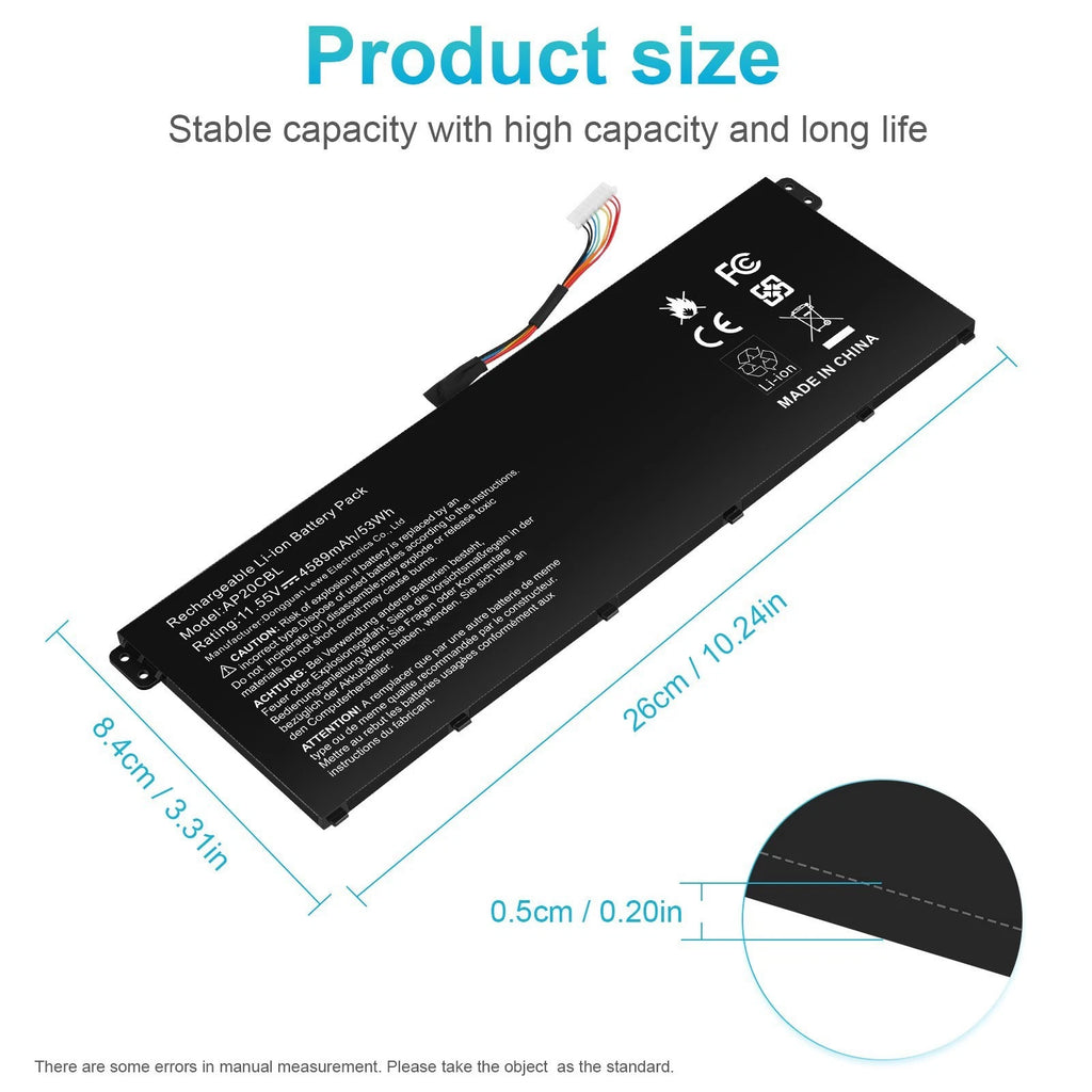 Replace AP20CBL Battery For ACER Swift 3 SF314 Aspire 5 A515 31CP5/82/70 53Wh US