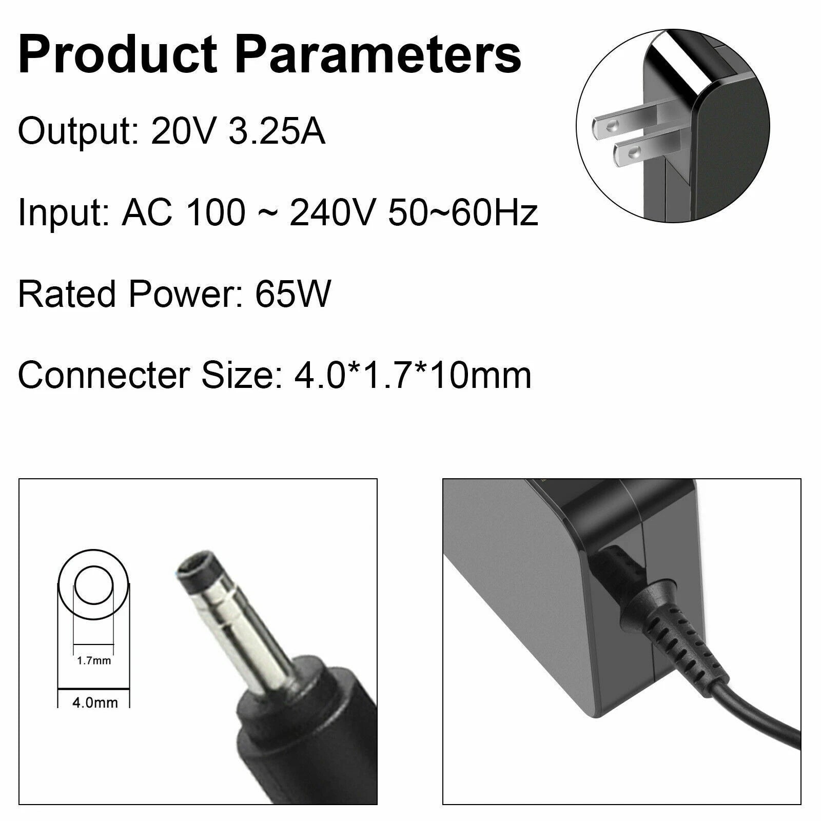 Laptop Power Cord For Lenovo ADLX65CCGE2A AC Adapter Charger 65 Watt Wall Plug