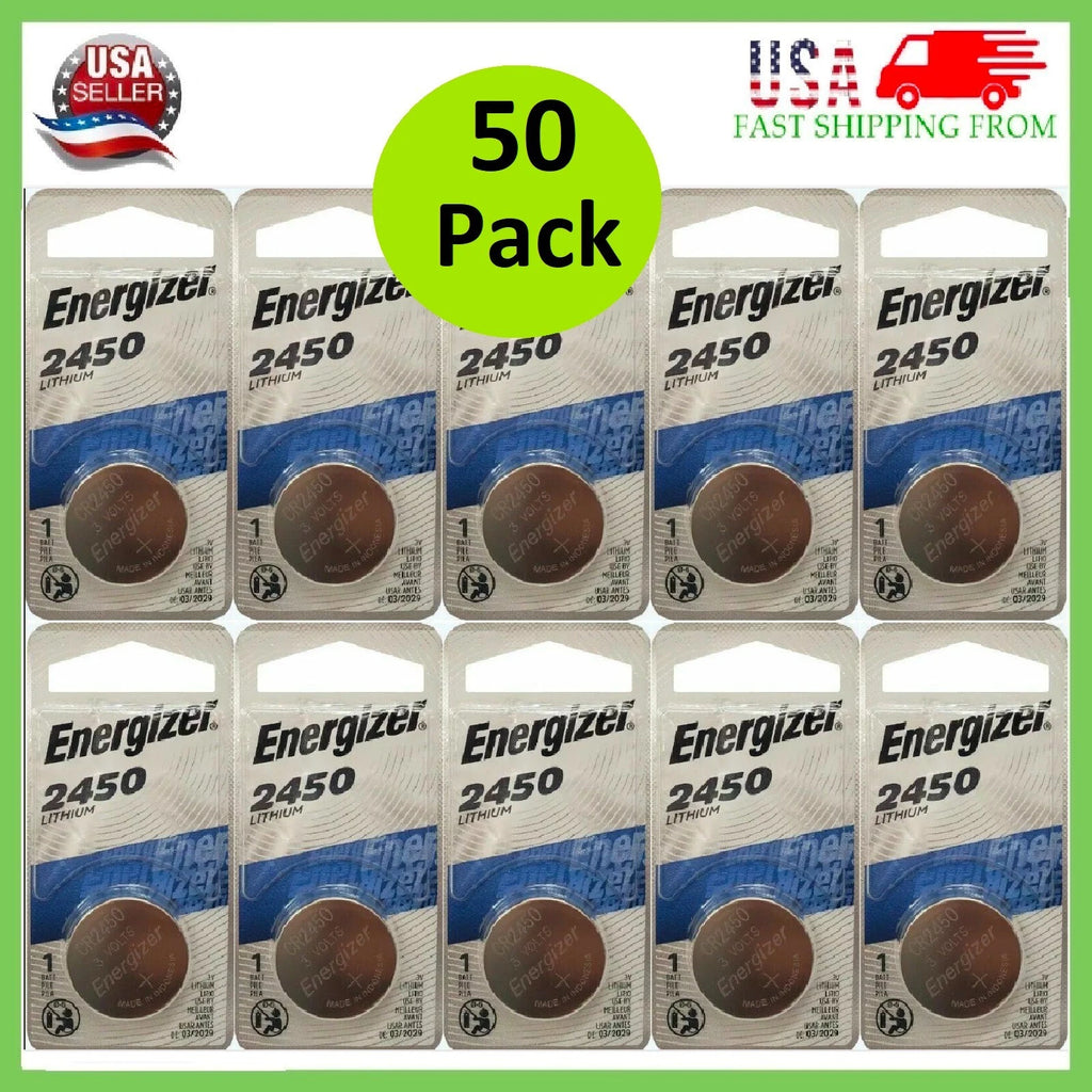 50 x Packs Energizer CR2450 ECR2450 CR2450 3V Lithium Coin Cell Button Battery