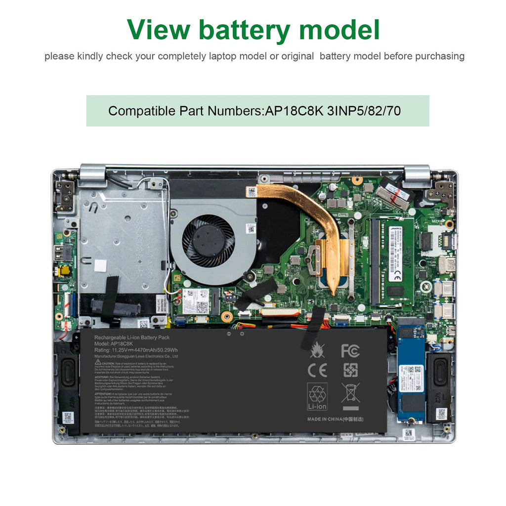 Battery AP18C8K For Acer Chromebook Spin CP713-2W 5 slim A515-54 A515-43 50.29Wh