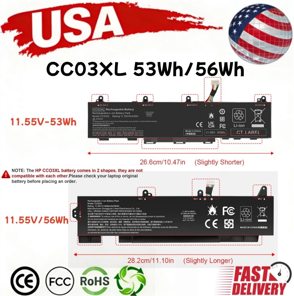 ?53wh/56Wh-CC03XL Battery For HP EliteBook 830 835 840 845 G7/G8 Series