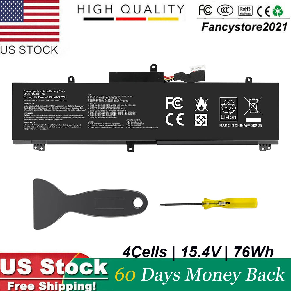 C41N1837 Battery For ASUS ROG Zephyrus G15 GA502 M15 GU502G S15 GX502 76Wh