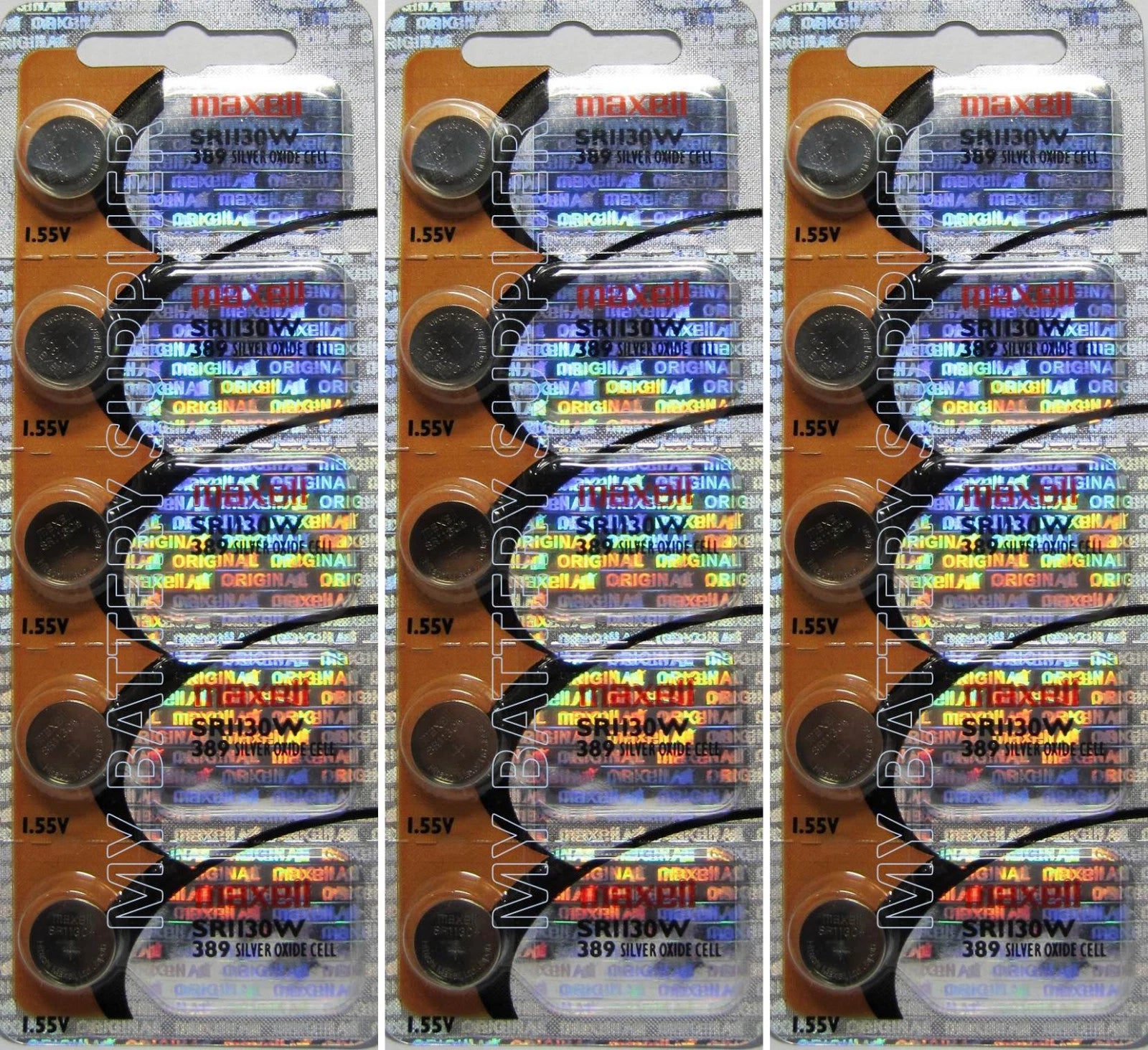 389 SR1130W Maxell Batteries 15 Pk Made In Japan