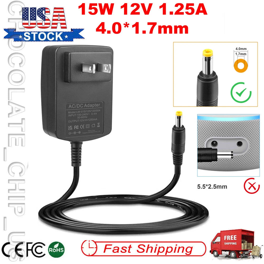 15W Power Supply Adapter For Amazon Echo Dot (3rd Gen) Echo Show 5 Cord Charger