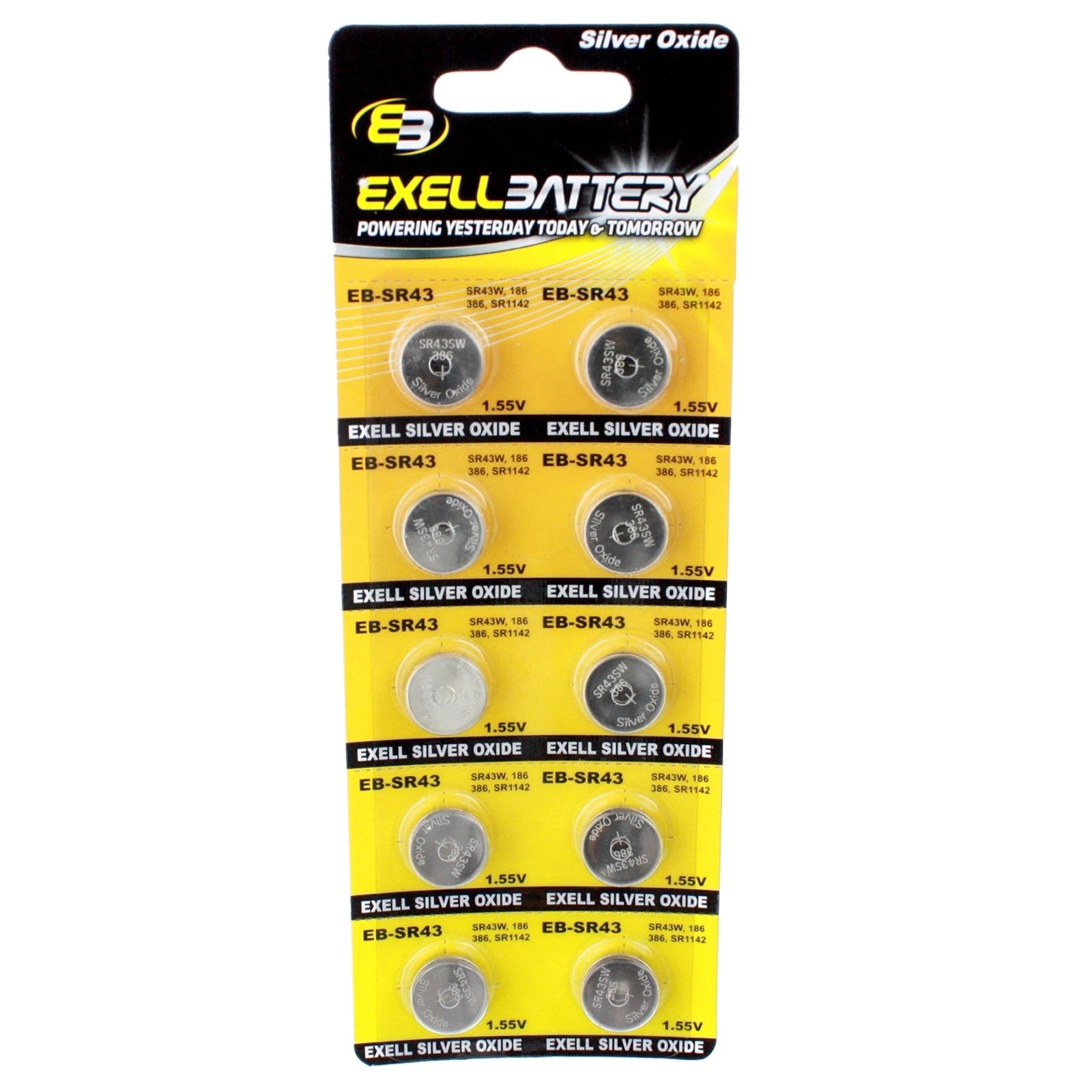 10pk SR43 Silver Oxide 1.55V Watch Battery Compatible With L1142 GP186 BATTERY
