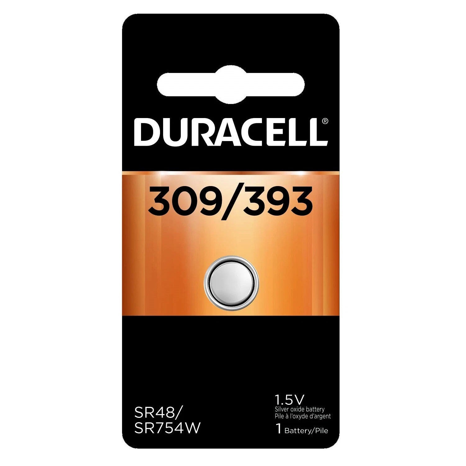 1 309/393 Duracell Silver Oxide Battery (G5, SR48, G5A, SR754, SR754W, SR754SW)