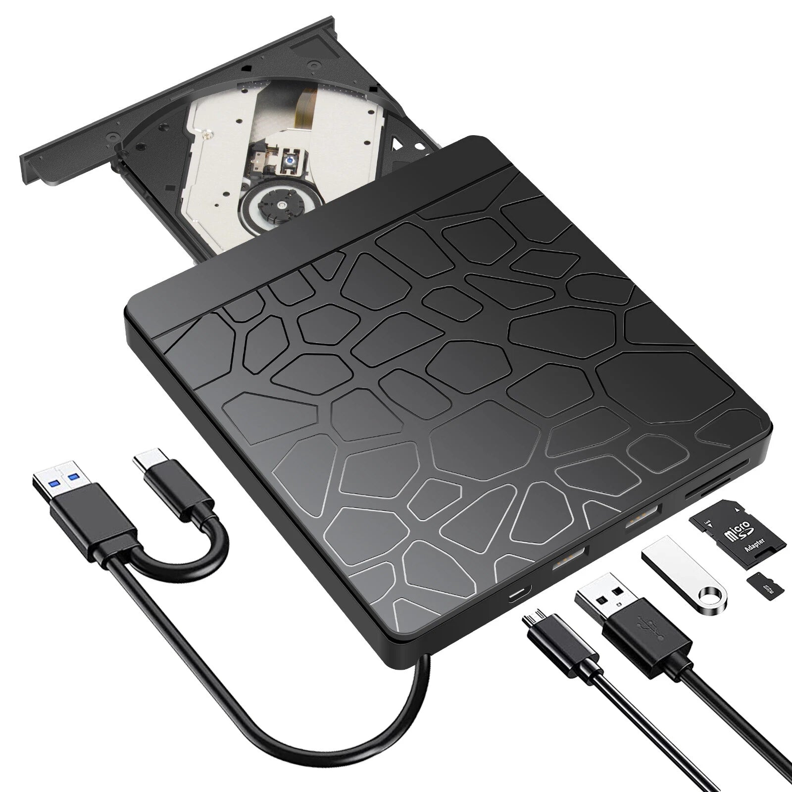 External Slim USB 3.0 CD DVD-/+RW Drive Burner Writer Hard Disk Reader Player PC