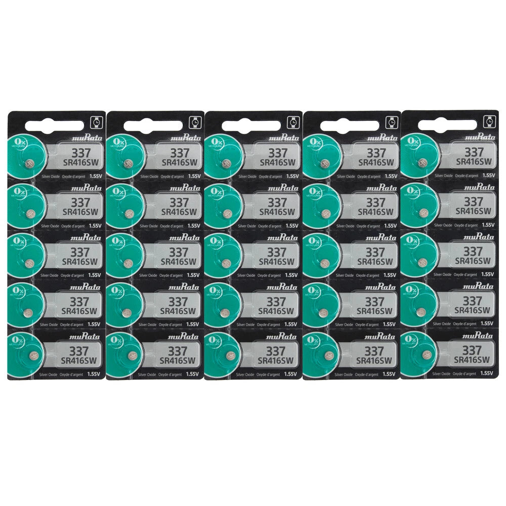 25PK Murata Silver Oxide Watch Battery SR416SW Drain Replace SB-A5 337