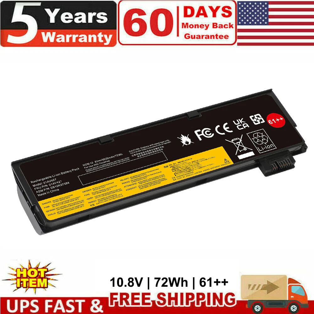 72Wh 61++ 01AV422 01AV423 01AV425 01AV427 For Lenovo ThinkPad T480 T470 P51S