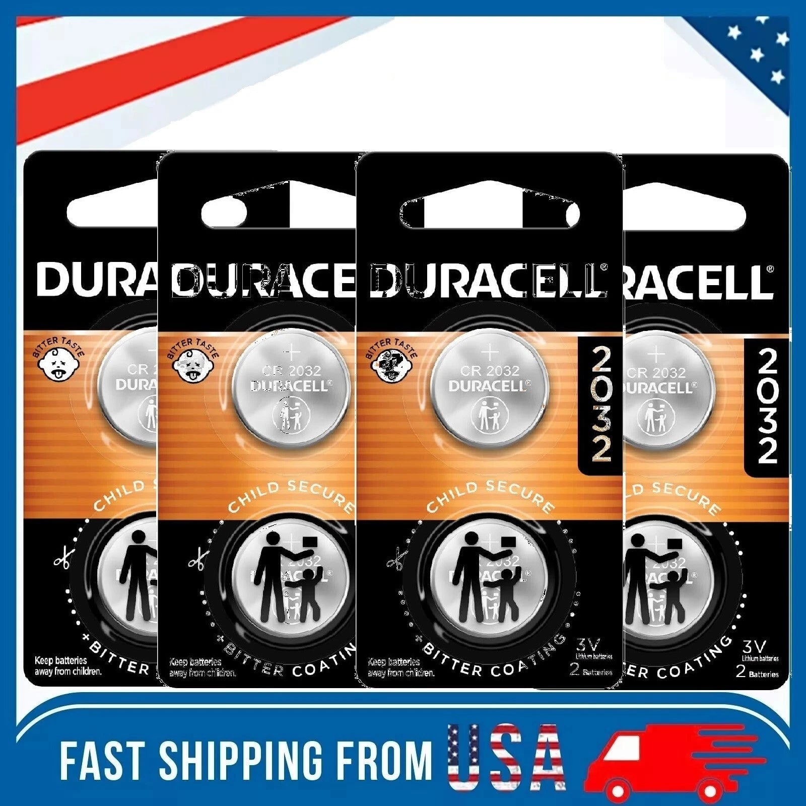 Duracell 2032 CR2032 DL2032 CR Lithium Button Cell Battery 8 Pack Exp. Jan 2034