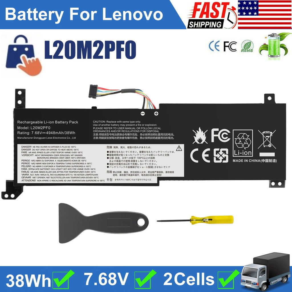 New 38Wh L20M2PF0 L20C2PF0 L20M2PF8 L20L2PF0 L20B2PF0 Battery for Lenovo Ideapad