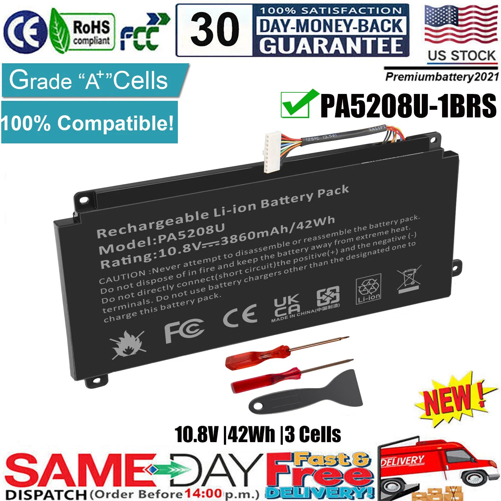 PA5208U-1BRS Battery for Toshiba Satellite P55W E45W Chromebook CB35 CB35-B3340