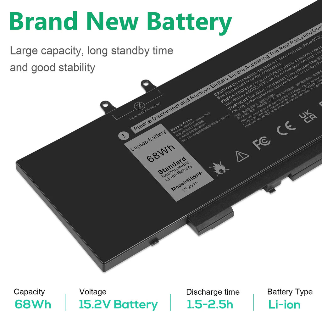 ?3HWPP Battery For Dell Latitude 14 5410 E5410 15 5510 E5510 Series 1VY7F 68Wh