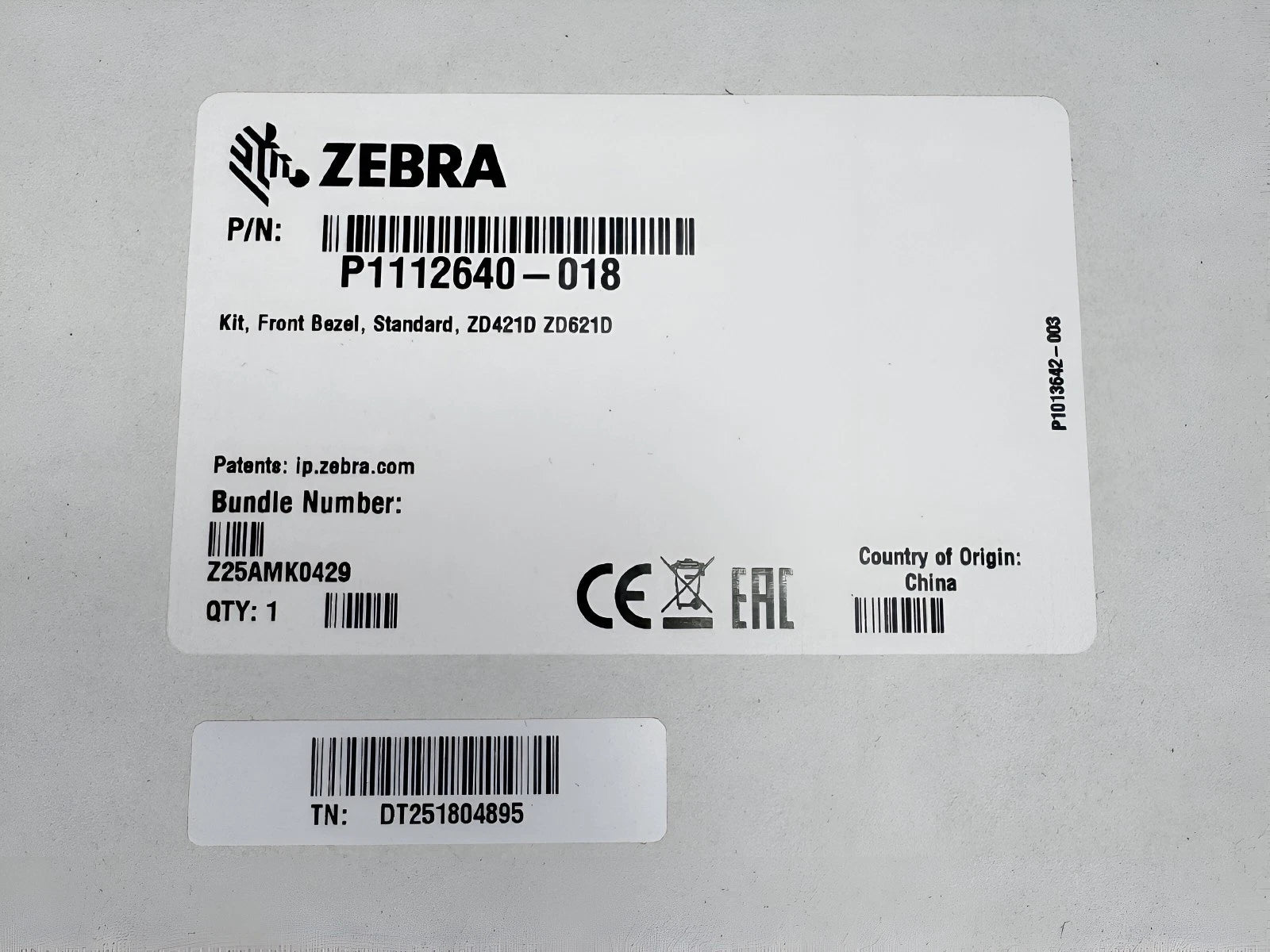 NEW Genuine Zebra P1112640-018 Front Bezel Cover for ZD421d ZD621d Label Printer