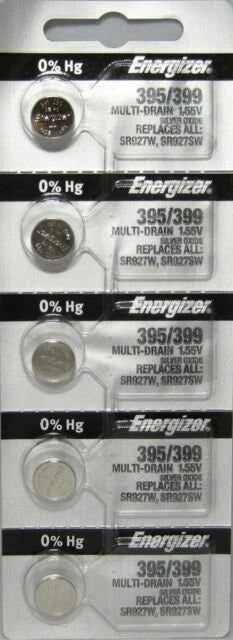 ENERGIZER 395/399 WATCH BATTERIES SR927SW (2 Piece) Sealed Authorized Seller
