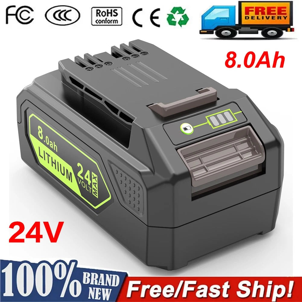 8.0Ah Battery For GreenWorks 24 Volt Replacement Lithium 29842 29852 LB24A020