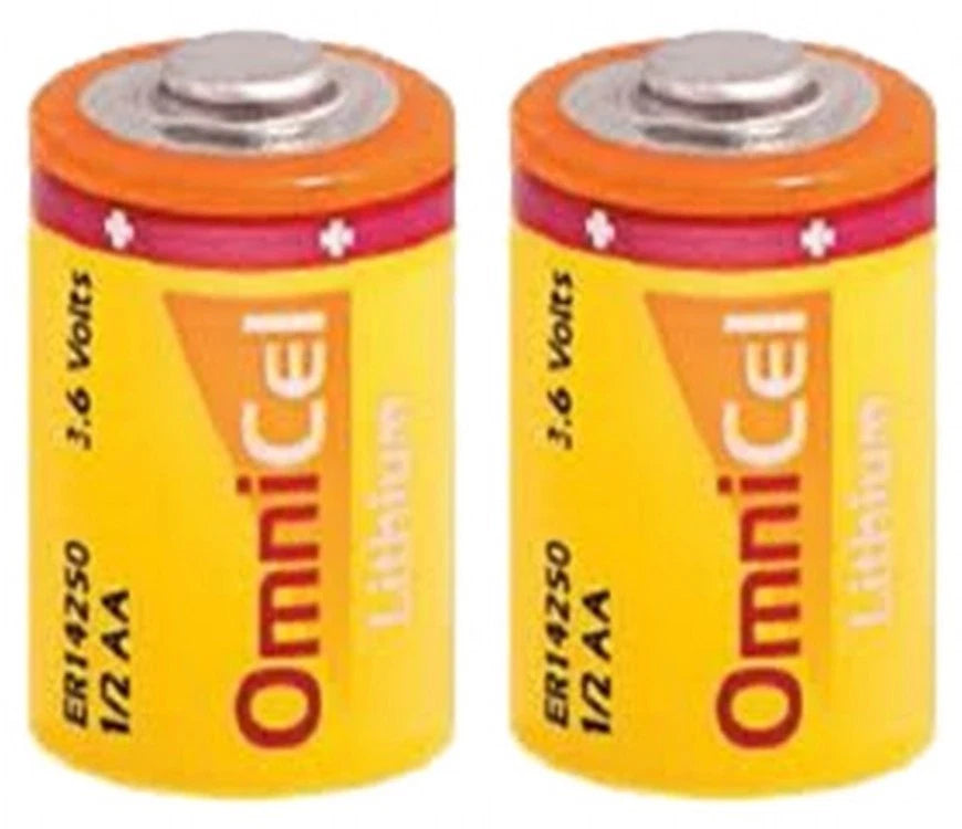 OmniCel 1/2AA Size Lithium Batteries ER14250 (3.6V 1200mAh), Button Top 2 Pack