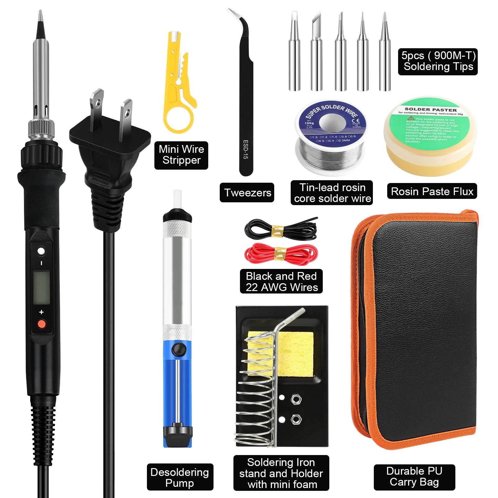 80W Electric Soldering Iron Welding Gun Kit Solder Wire Adjustable Temperature