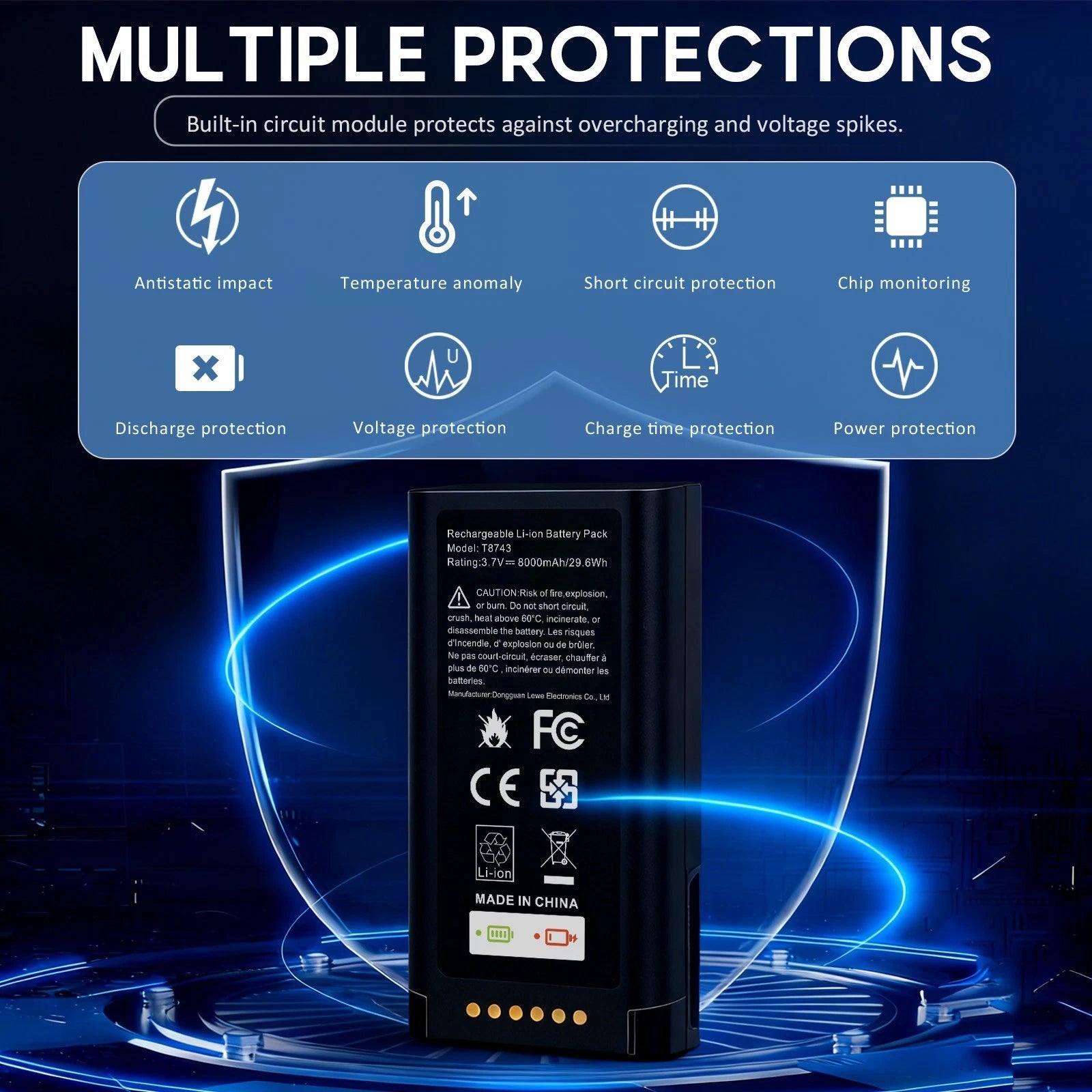 ?8000mAh Battery For Eufy Video Doorbell E340/C31 With Fast Charging USB-C Cable