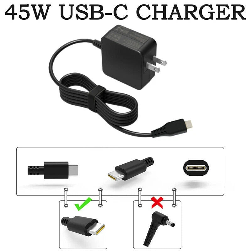 45W USB-C Charger for Asus Chromebook CX1 CX1700 Power Supply AC Adapter Cord