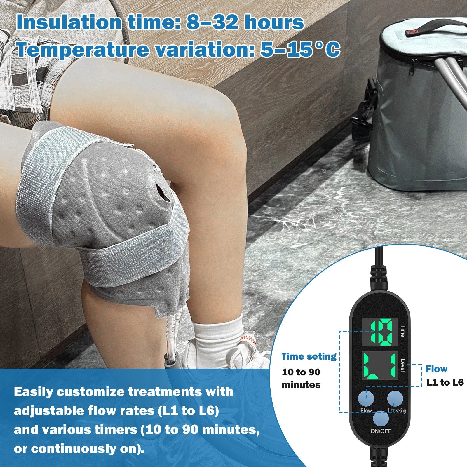 Cold Therapy Machine, Cryotherapy Ice Machine System for Knee w/ Digital Timer