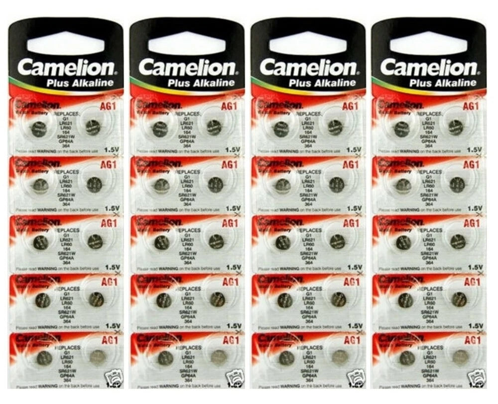 40 Pk Camelion AG1 364 LR621 531 SR60 1.5V Plus Alkaline Watch Batteries