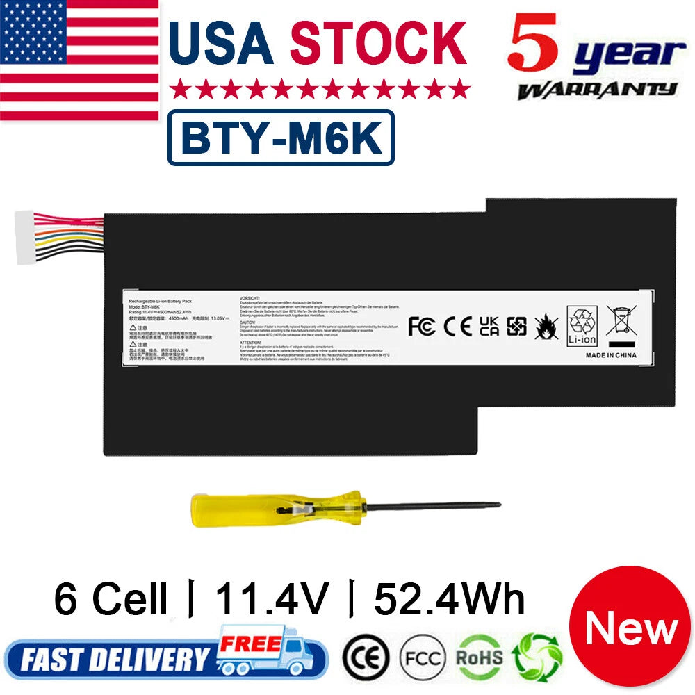 BTY-M6K battery For MSI GF65 Thin 9SD 9SE 9SEX 9SEXR 10SDR 10SE GS73VR