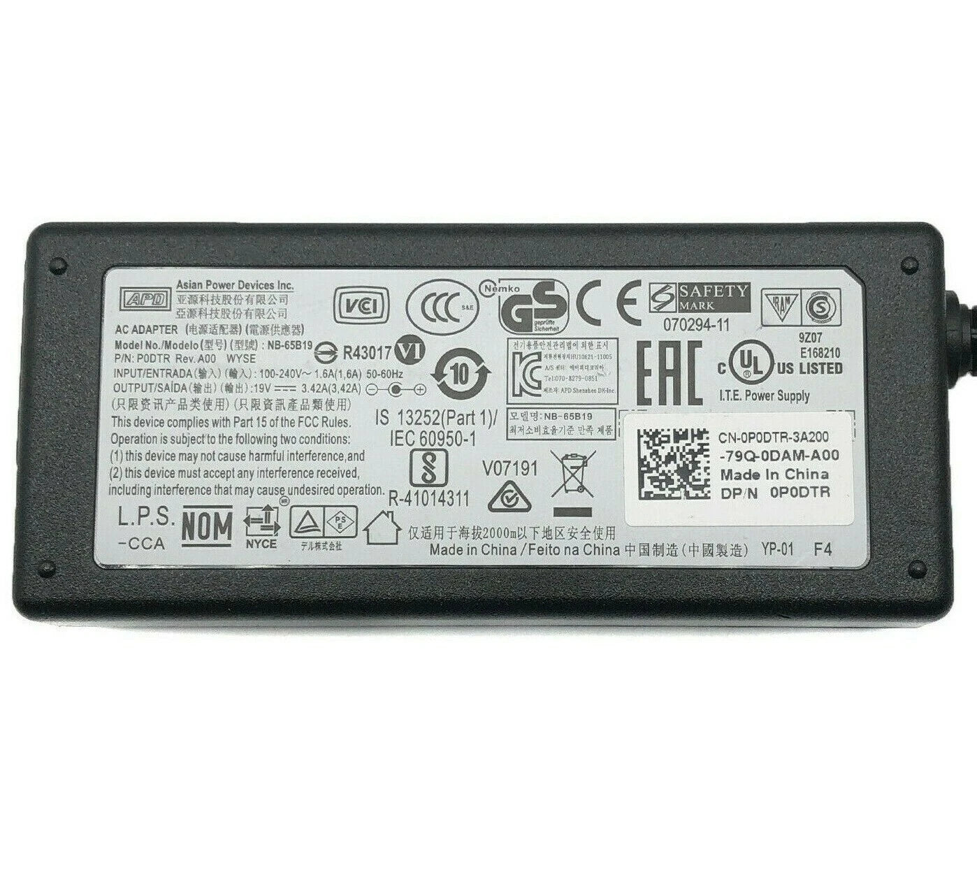 NEW Genuine APD AC Power Adapter For Toshiba Laptop PA3822U-1ACA 19V 45W 5.5mm