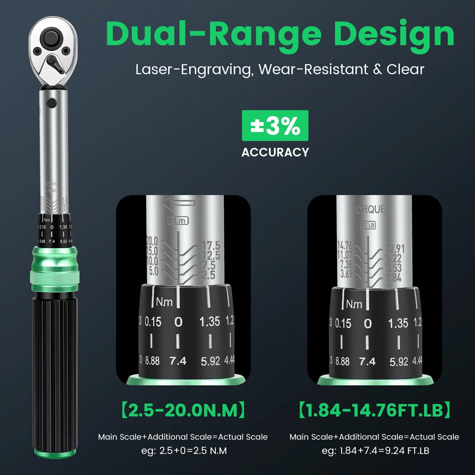 ??32Pcs Torque Wrench Set 1/4" Drive 2.5-20Nm (1.84-14.76ft.lb) For Bicycle 2026
