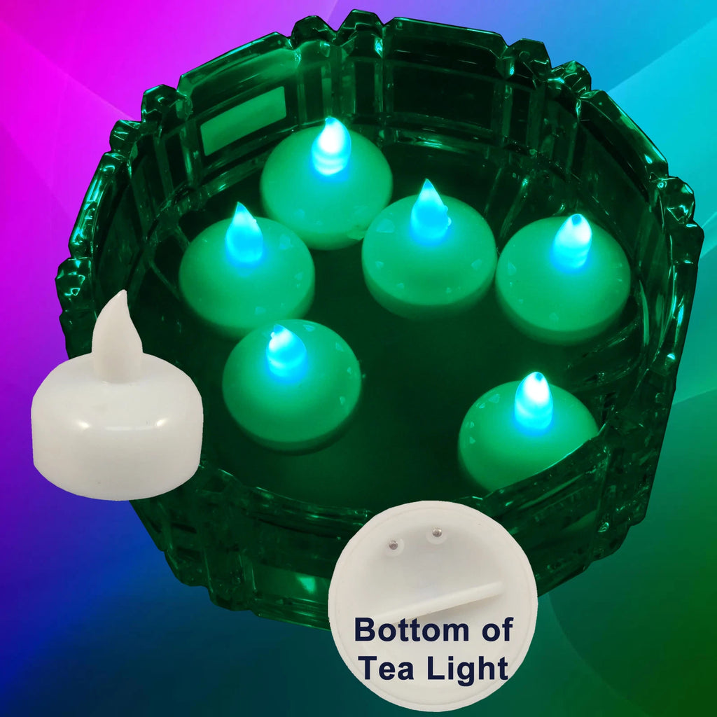 Qty 12 Battery Operated FLOATING Green LED Tealights Tea Lights Flameless NEW