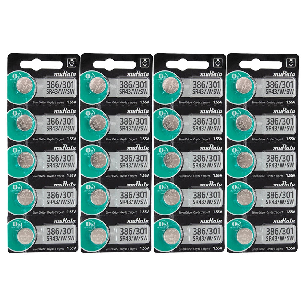 20 Murata Replaces Sony Silver Oxide SR43SW SR43W SR43 1.55V Watch Battery