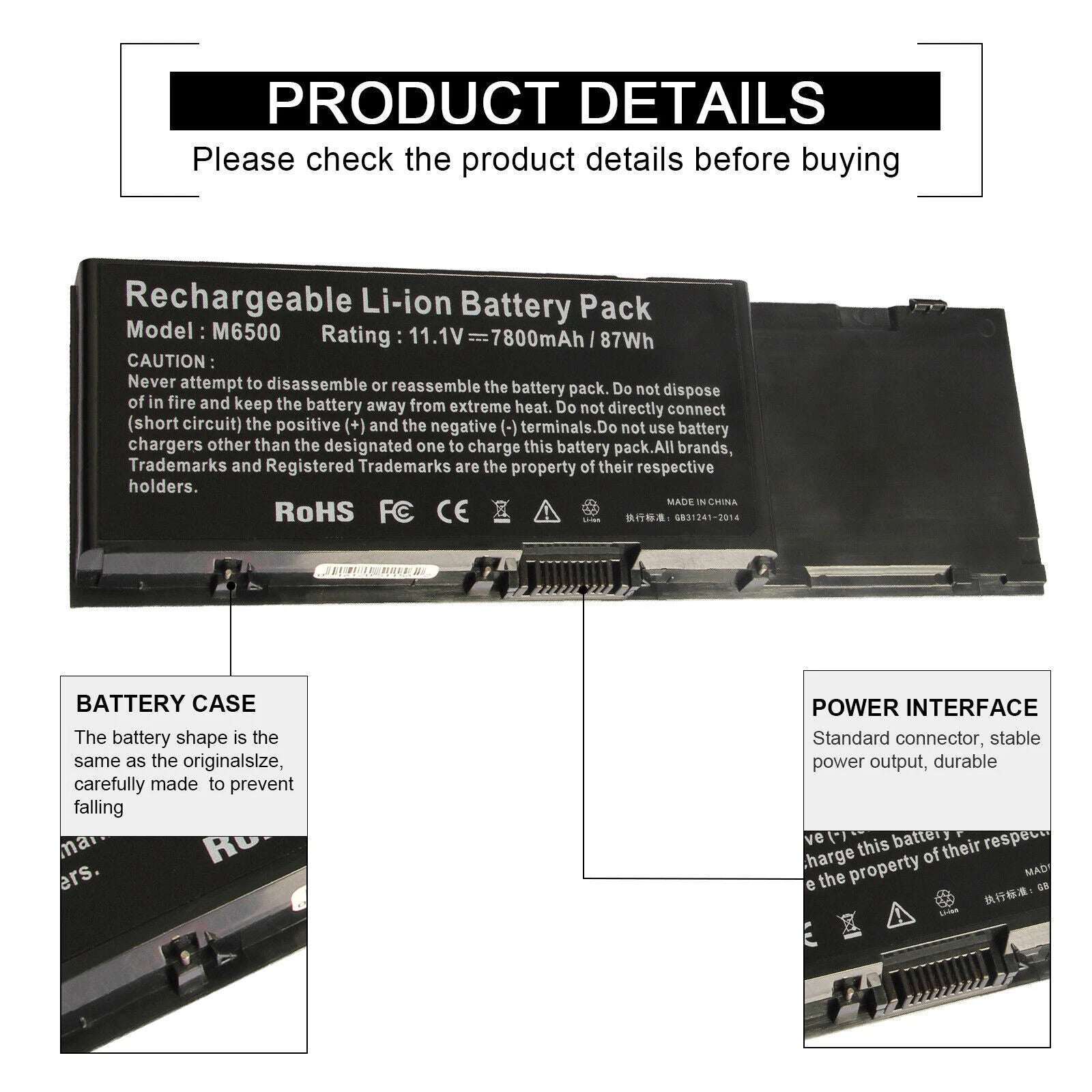 New Battery For Dell Precision M2400 M4400 M6400 M6500 KR854 8M039 C565C DW842