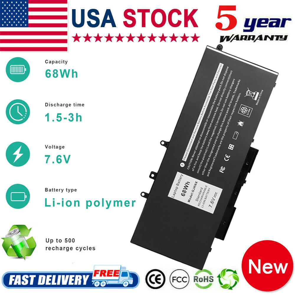 Replace 68Wh GJKNX Battery for Dell Latitude 5480 5580 E5490 15 3520 GD1JP New