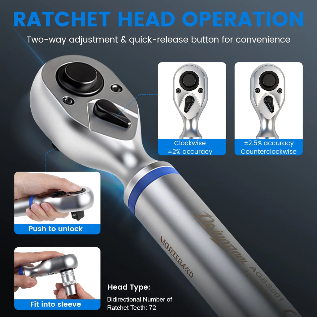 ?Digital Torque Wrench Adjustable Electronic Torque Wrench 1/2" Drive 10-200NM