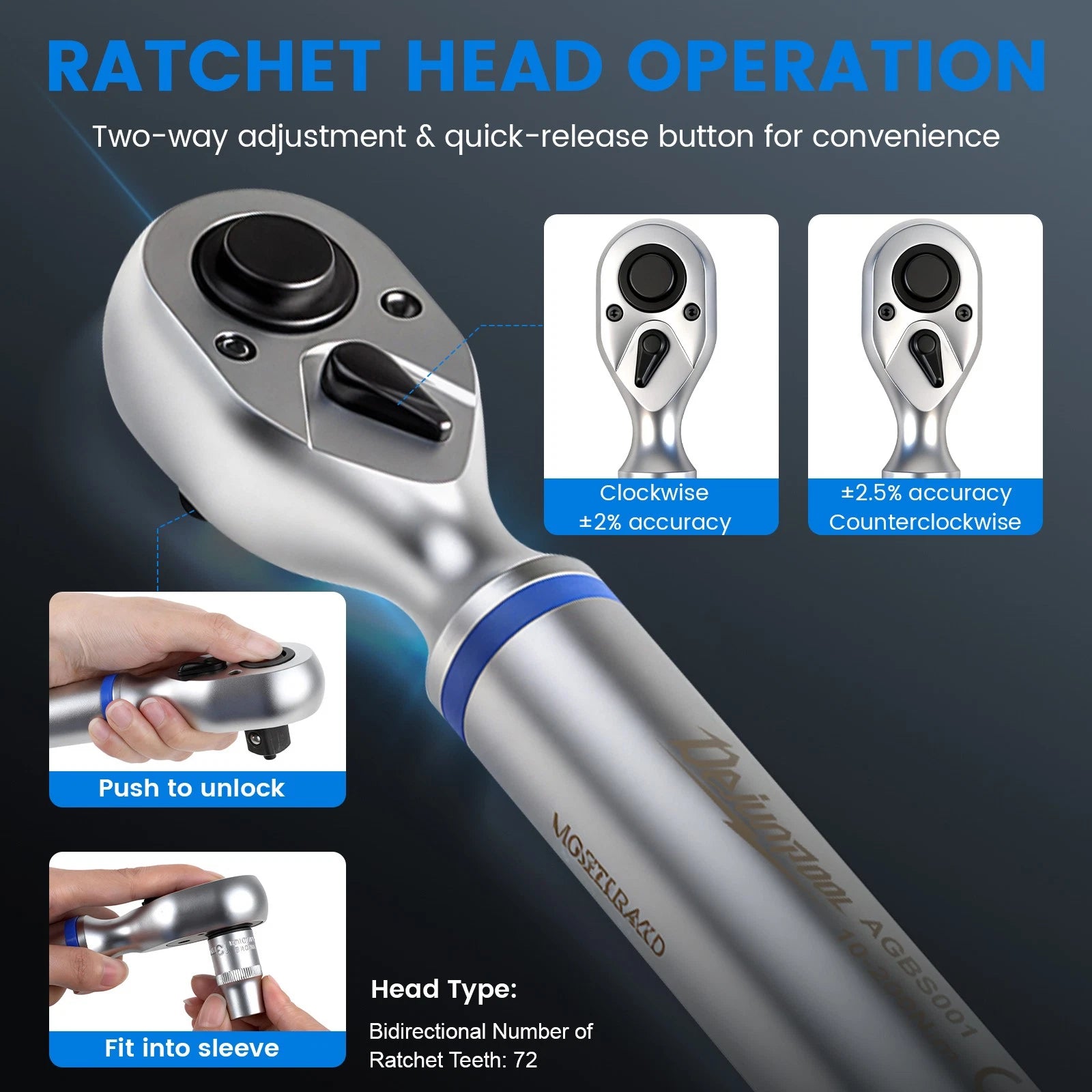 ?Digital Torque Wrench Adjustable Electronic Torque Wrench 1/2" Drive 10-200NM
