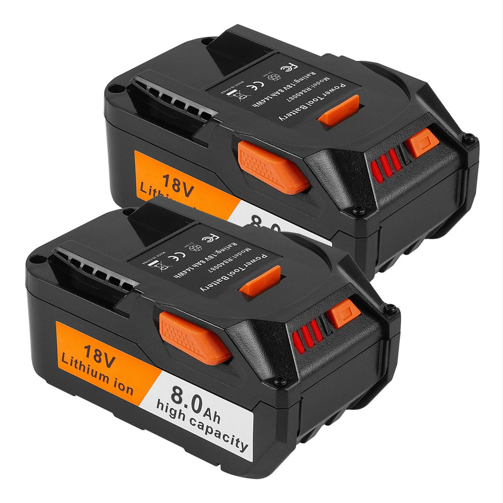 2PACK 8.0AH Battery Li-ion For Ridgid 18V R840087 R840083 R840085 840086 R840089