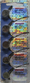 5 Maxell 303 SR44SW Silver Oxide Batteries