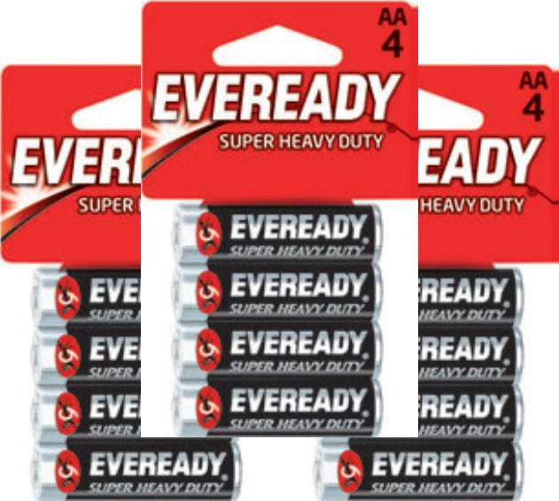 Eveready Energizer Super Heavy Duty AA Batteries 12 Pcs (3 x 4)