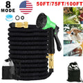 Heavy Duty Flexible Expandable Garden Water Hose Pipe & Rugged Spray Gun Black