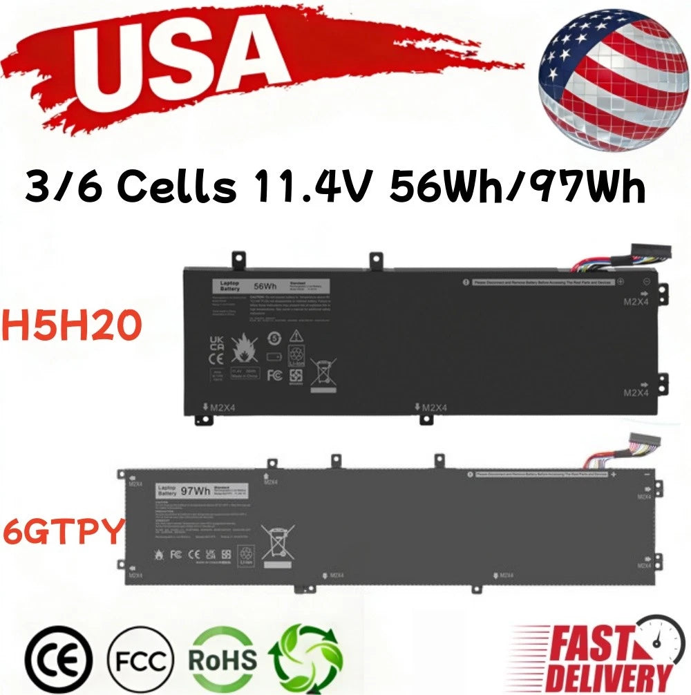 H5H20/6GTPY Battery for Dell XPS 15 9570 9560 9550 7590/ Precsion 5530 5520 5510