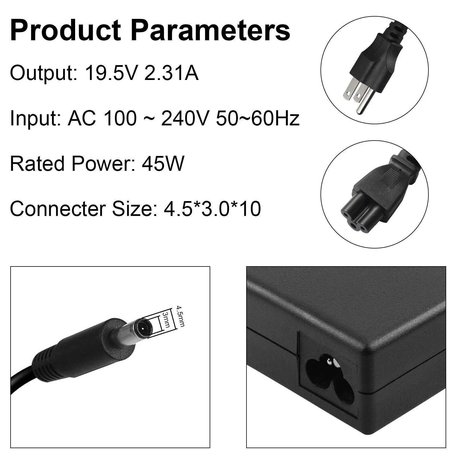 For Dell Inspiron 15 3000 5000 Series Charger AC adapter Power Cord 4.5mm Tip