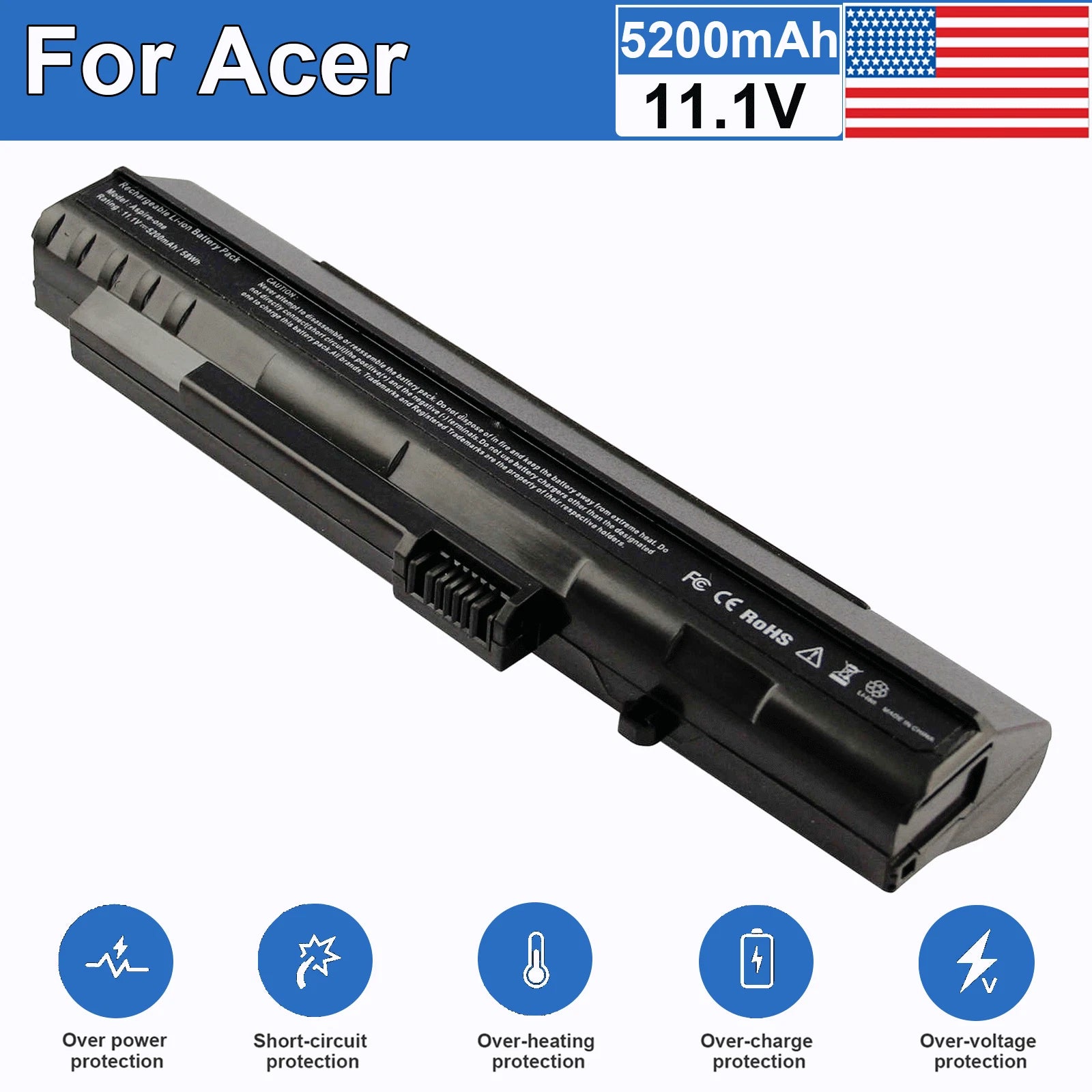 LOT Battery For Acer Aspire One A110 A150 D150 D250 ZG5 531 UM08A31 UM08A51 58WH