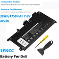38Wh 1FKCC Laptop Battery For Dell Latitude 7200 7210 2-in-1 KWWW4 9NTKM D9J00
