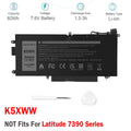 K5XWW Battery for Dell Latitude 5289 7389 7390 2-in-1 Series Notebook 7.6V 60Wh